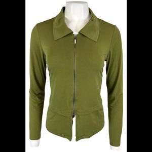 Truth + Style Women's Cropped Matte Jersey Zip Front Jacket Olive - Regular